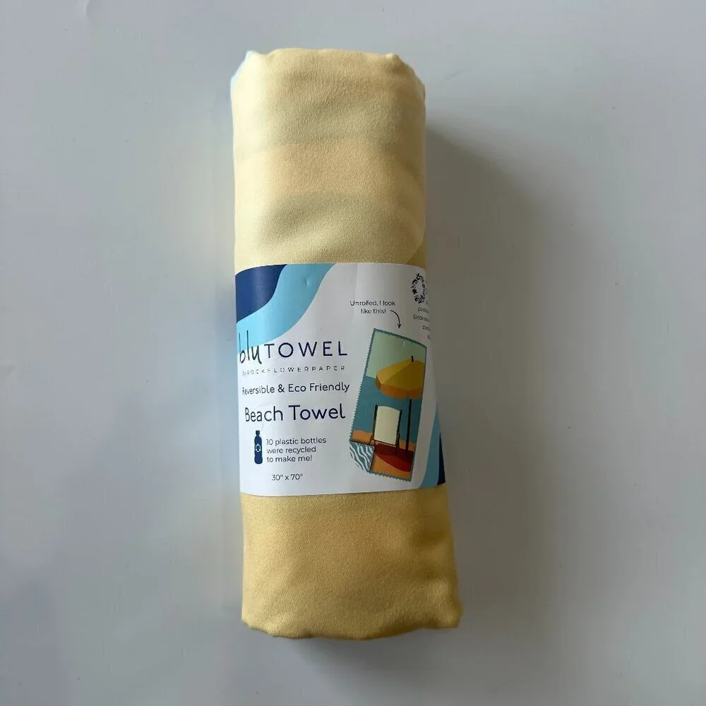 Set of 2 RockFlowerPaper Yellow & Blue Reversible Eco Beach Towels
